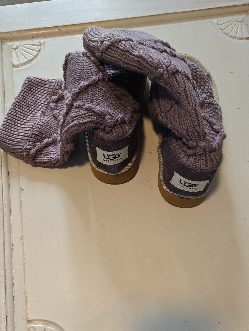 UGG Womens Mauve Knit Slipper Boots
